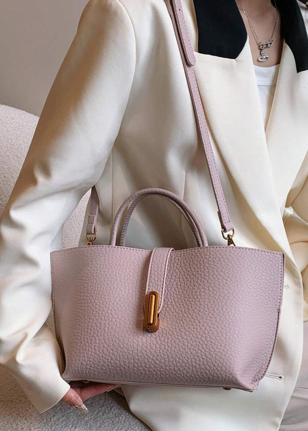 Damestas synthetisch leer met structuur en elegant ontwerp - Noiré