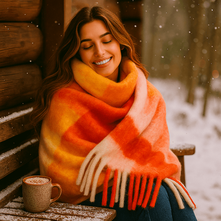Dikke sjaal met woleffect voor dames met lange franjes - Naima