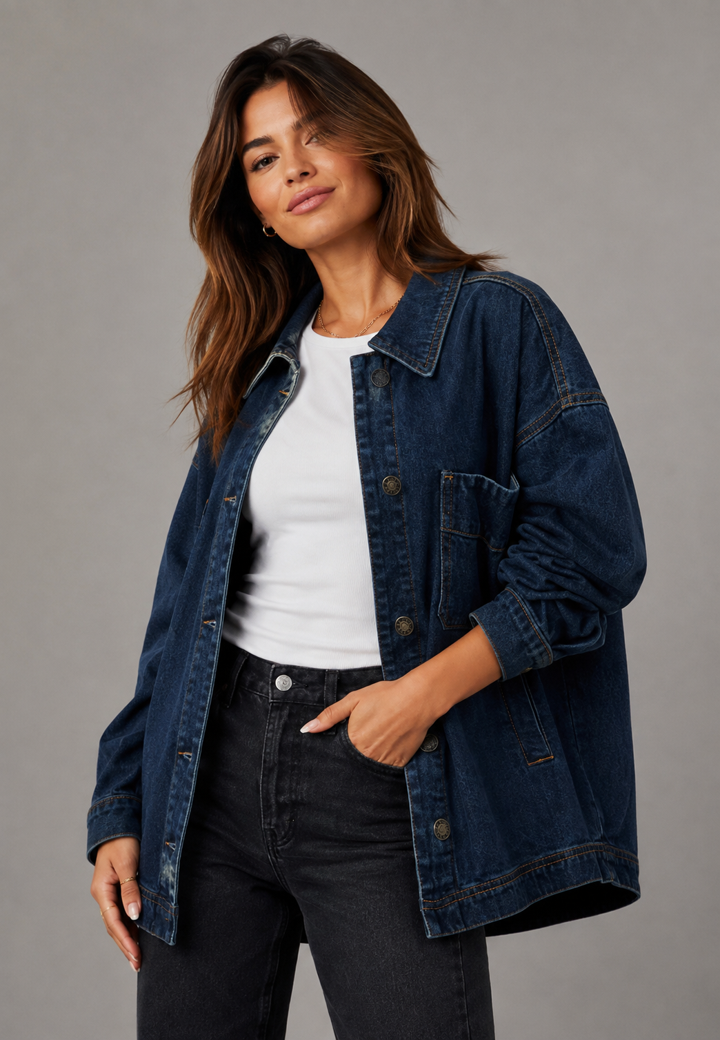 Oversized spijkerblouse met zak aan de voorkant - Nadja