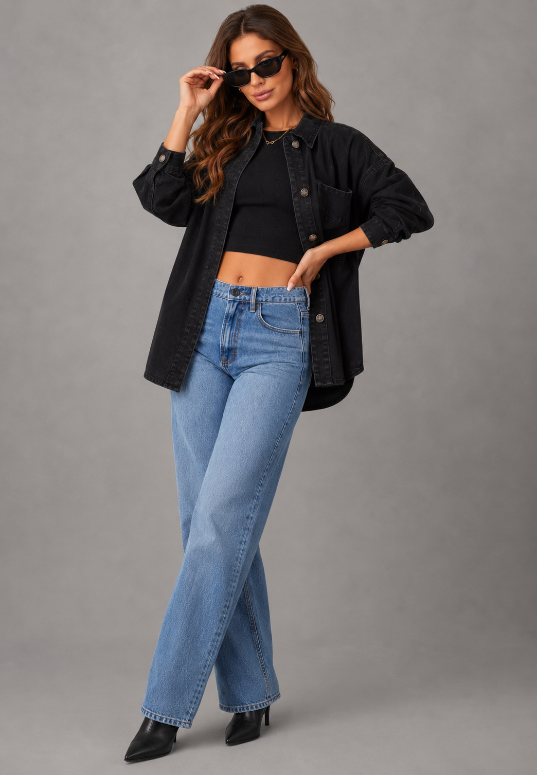 Oversized spijkerblouse met zak aan de voorkant - Nadja