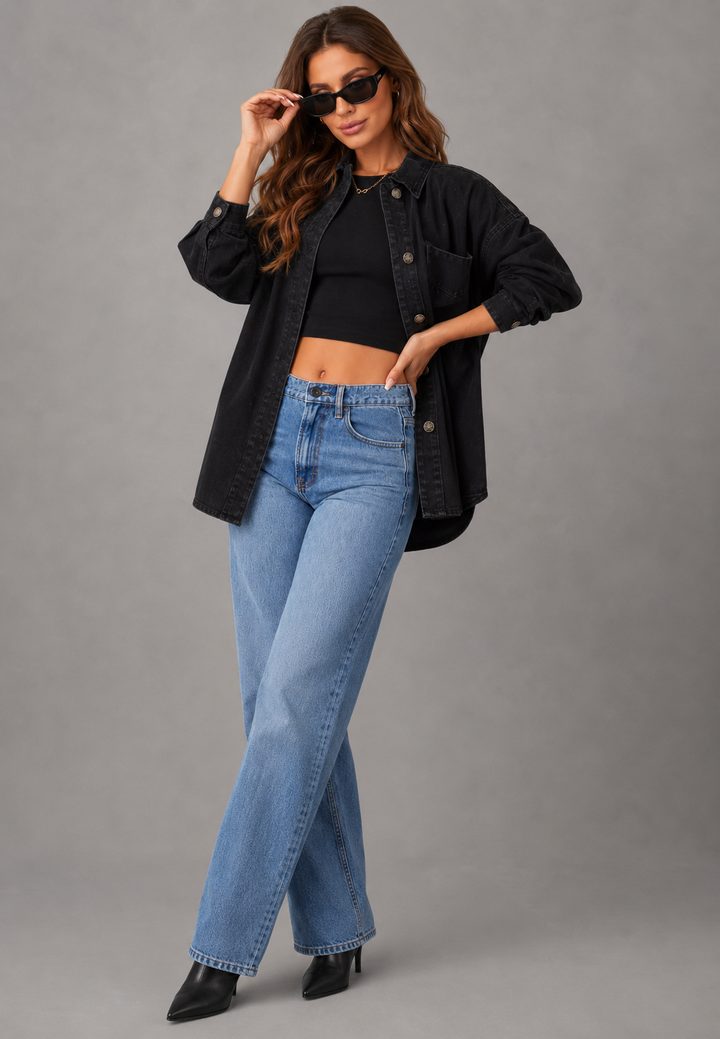 Oversized spijkerblouse met zak aan de voorkant - Nadja