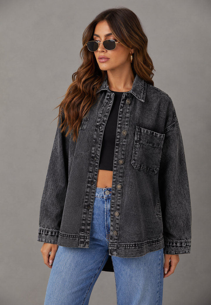 Oversized spijkerblouse met zak aan de voorkant - Nadja