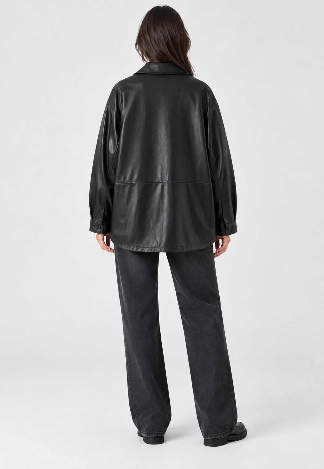 Oversized jas in leerlook met zakken - Thaïs