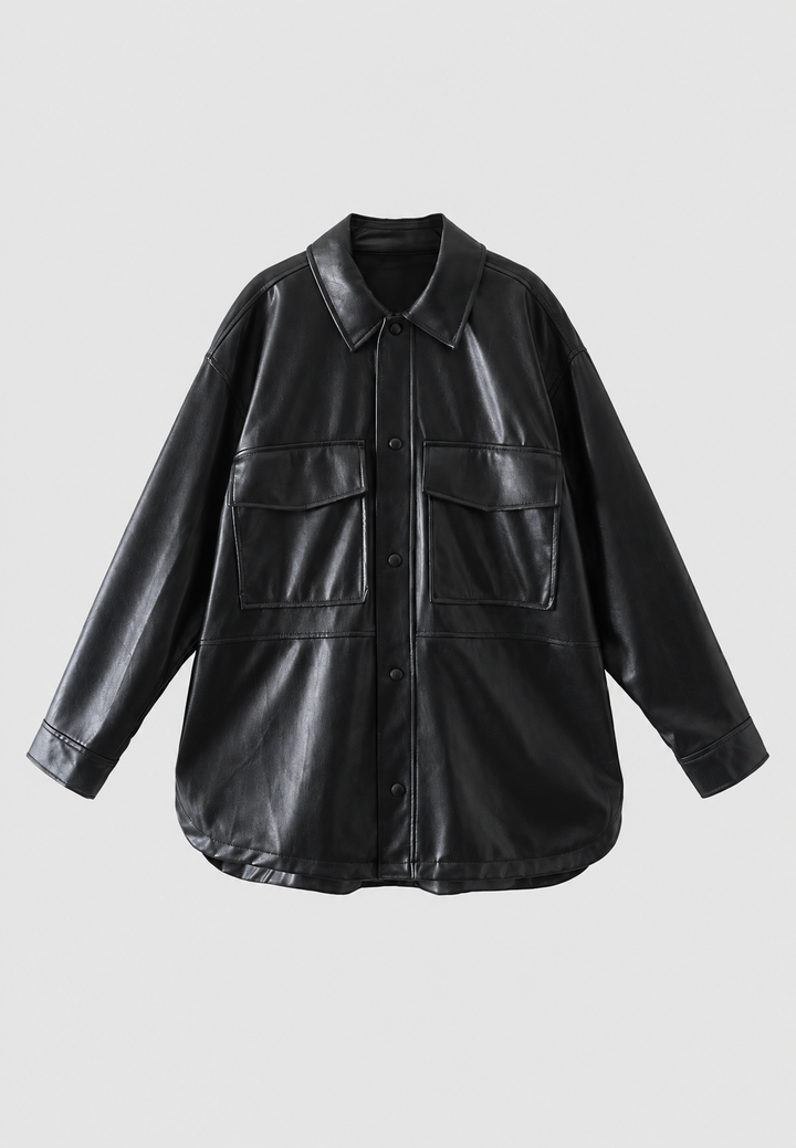 Oversized jas in leerlook met zakken - Thaïs