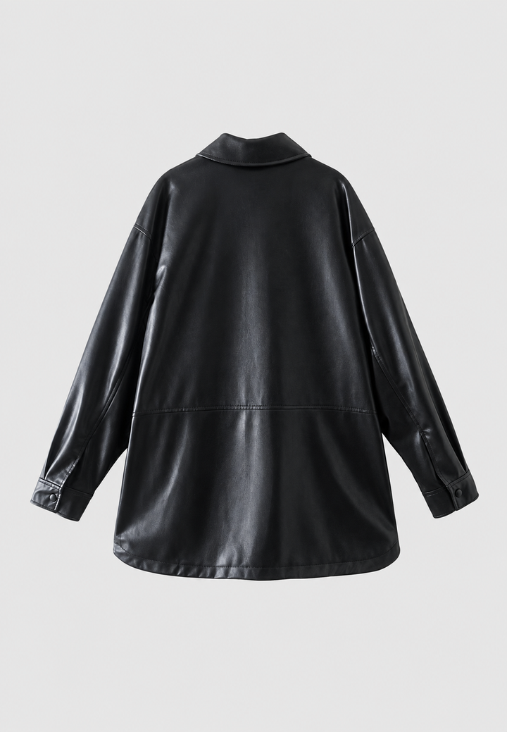 Oversized jas in leerlook met zakken - Thaïs