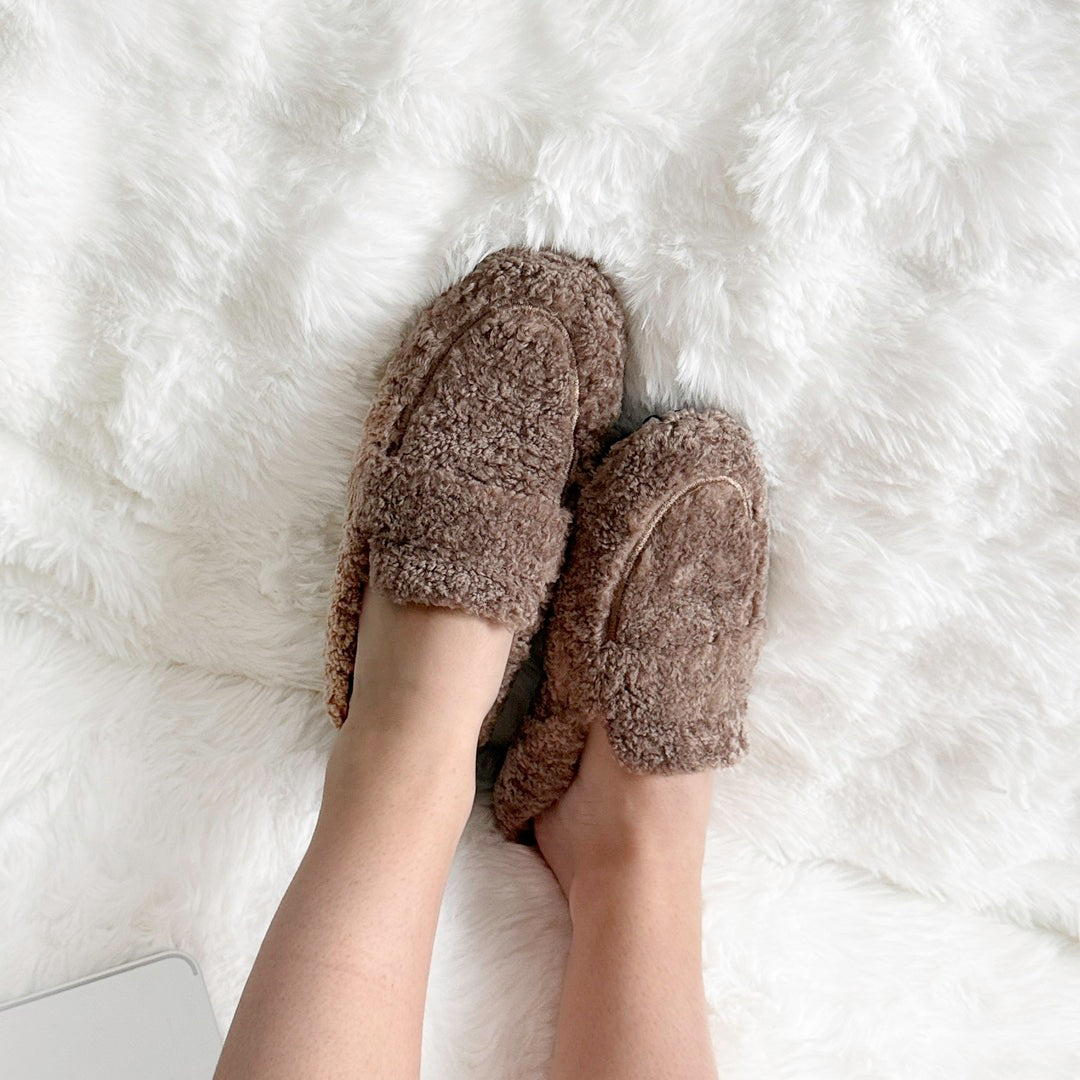 Damespantoffels van pluche met omslagafwerking - Ylva