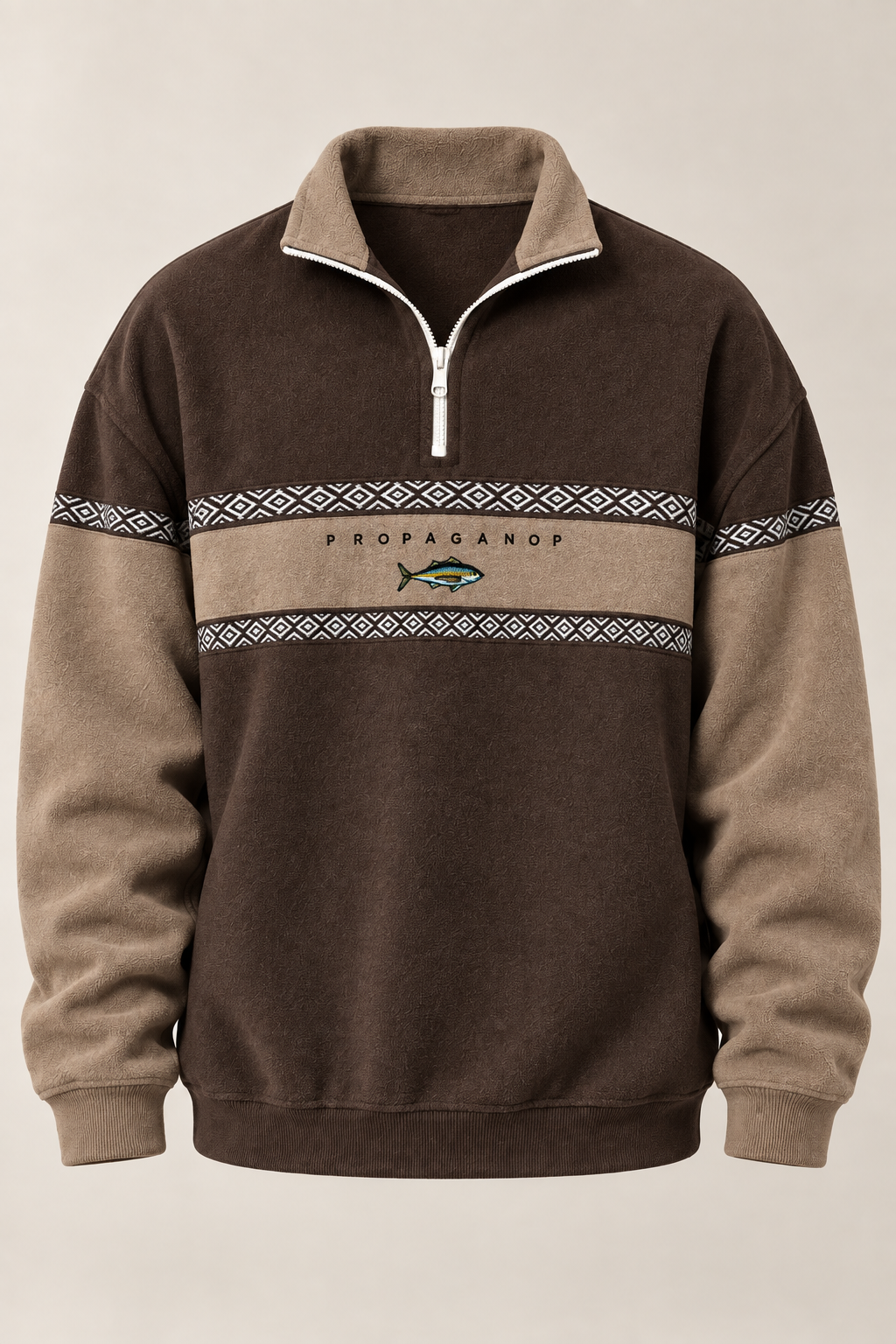 Herensweater met halve rits en geometrische print - Tavish