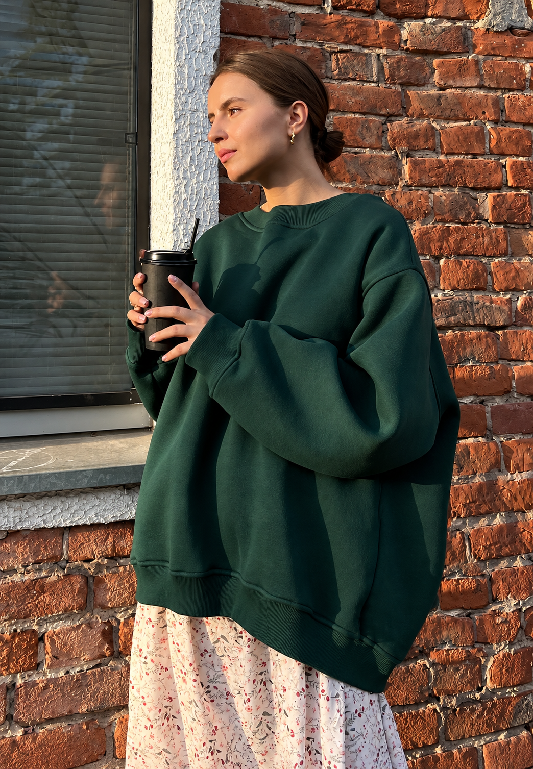 Oversized damessweater met ronde hals en afhangende schouders - Dagny