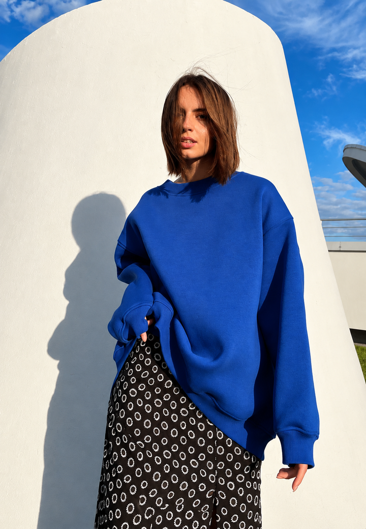 Oversized damessweater met ronde hals en afhangende schouders - Dagny