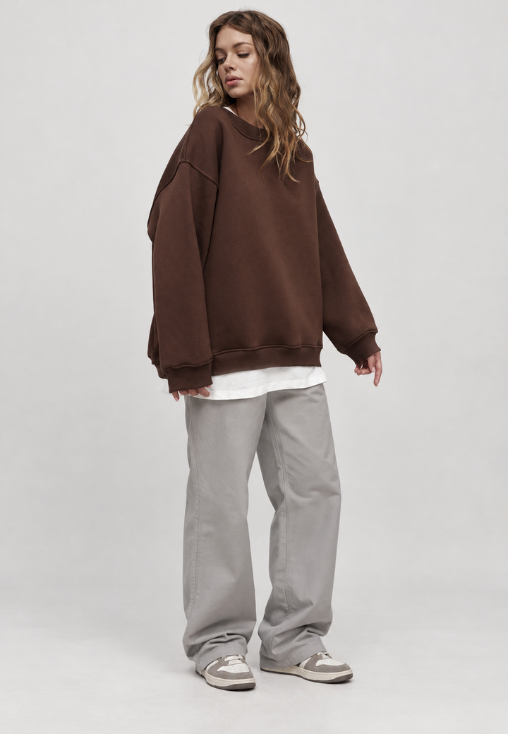 Oversized damessweater met ronde hals en afhangende schouders - Dagny