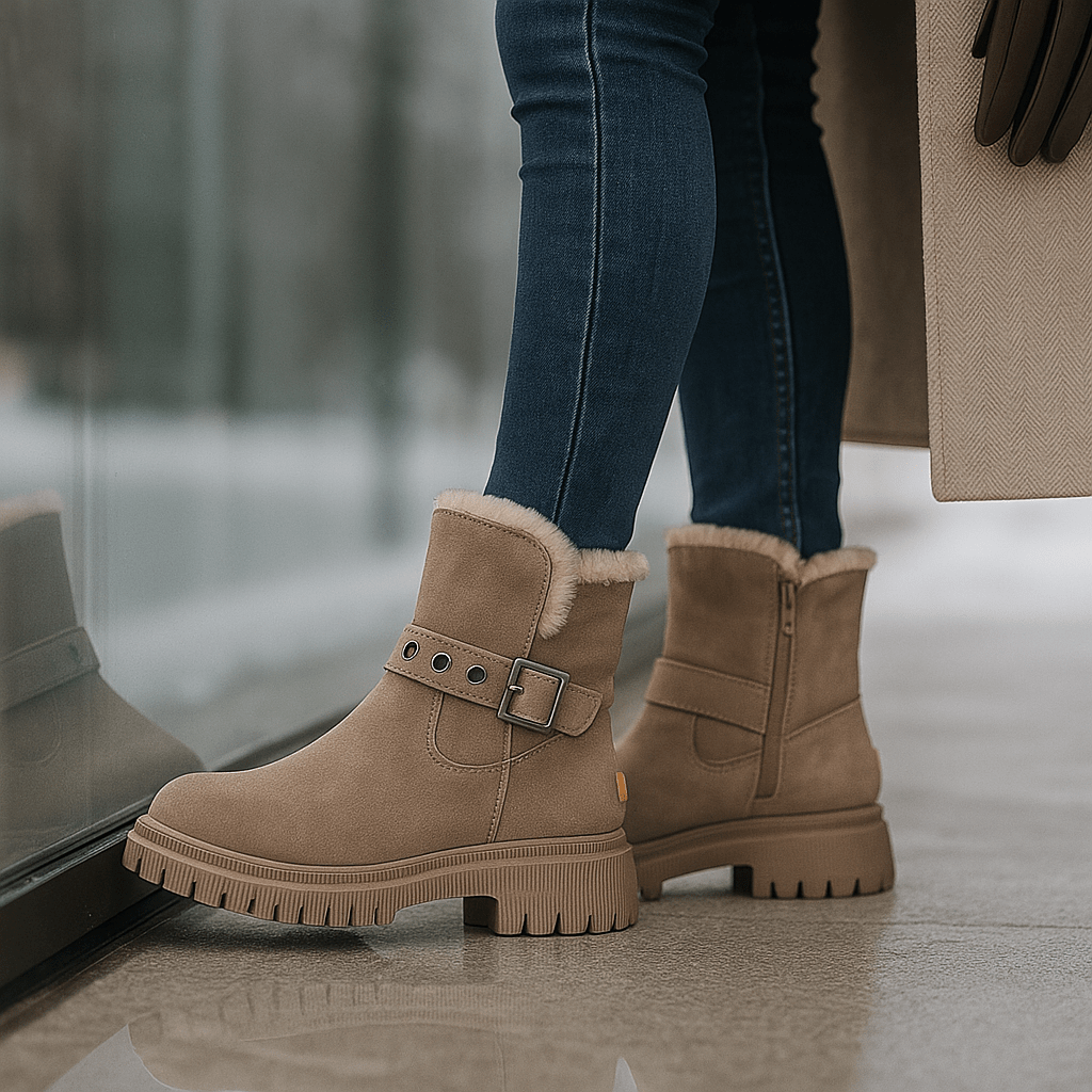 Winterse enkellaarsjes met gesp aan de zijkant - Loraine