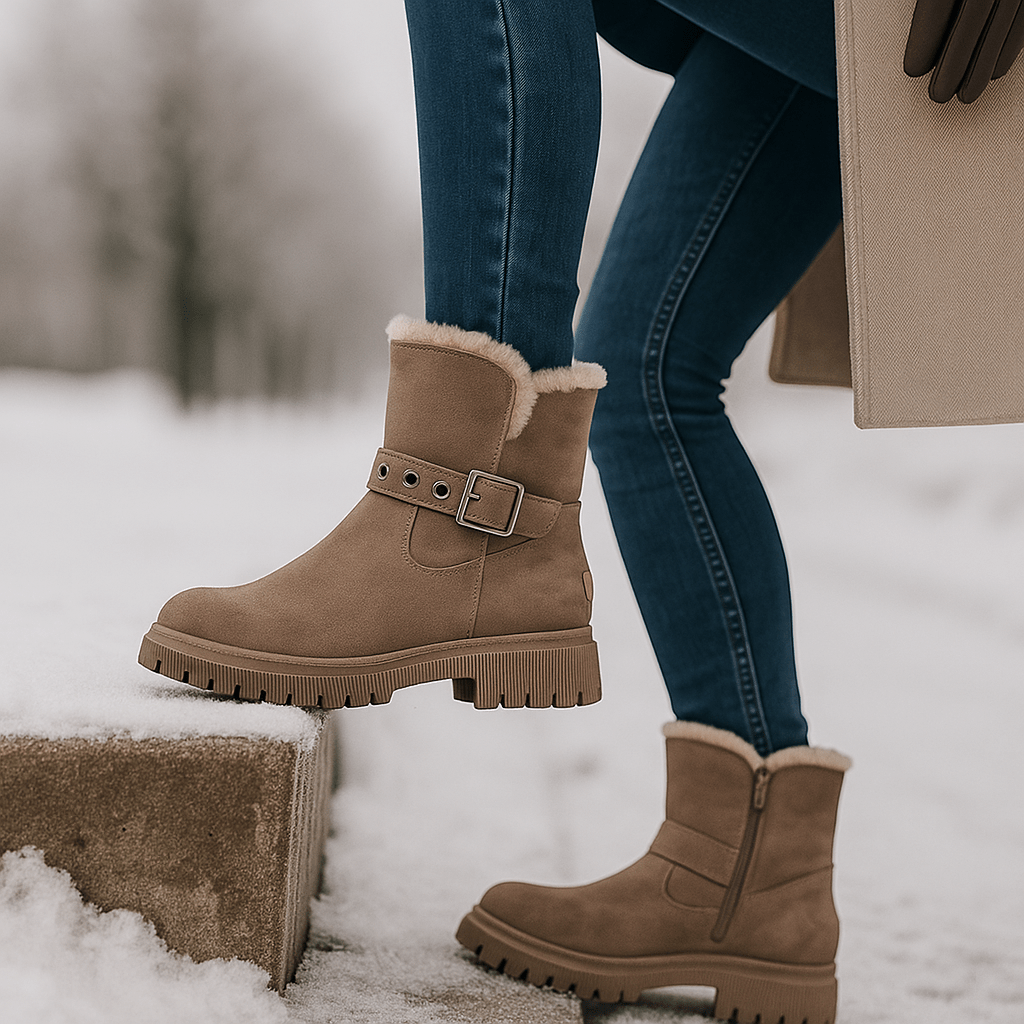 Winterse enkellaarsjes met gesp aan de zijkant - Loraine