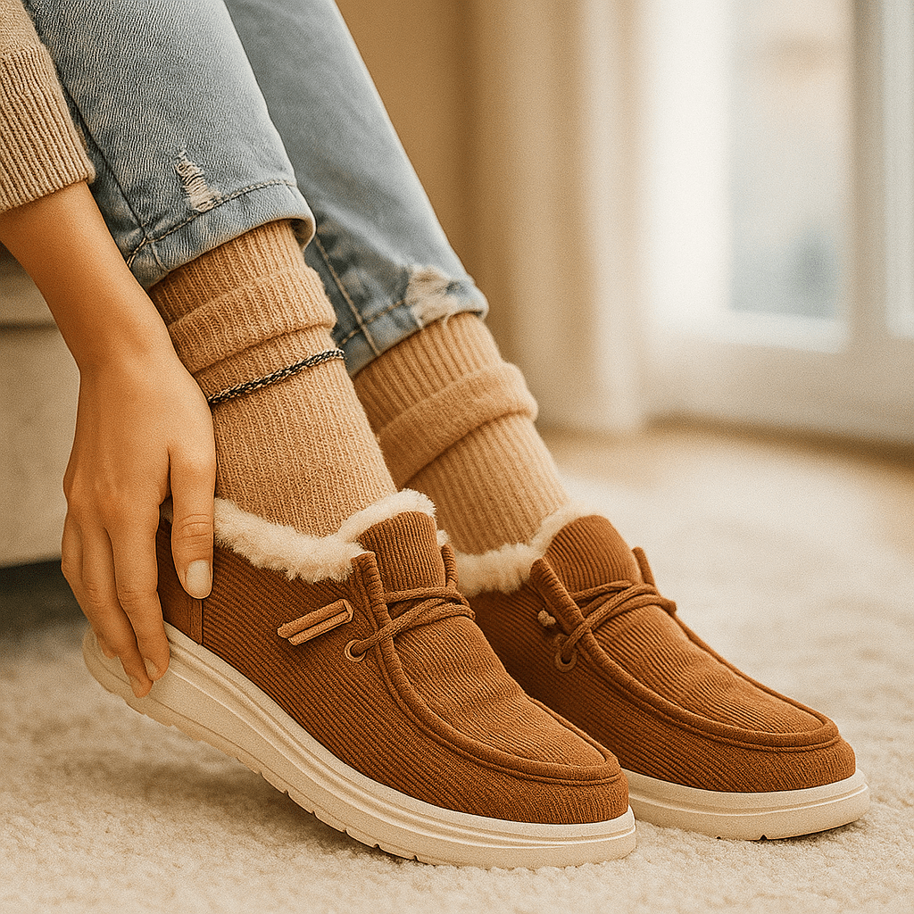 Mocassin enkellaarsjes met pluche voering - Cerine