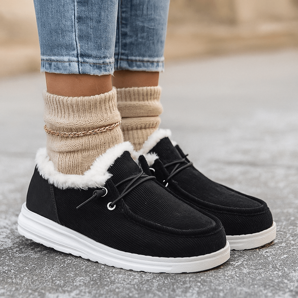 Mocassin enkellaarsjes met pluche voering - Cerine