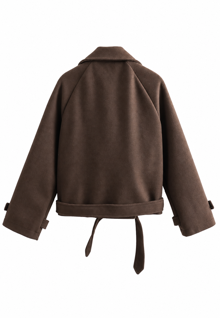 Korte trenchcoat voor dames met dubbele knoopsluiting en riem - Élise