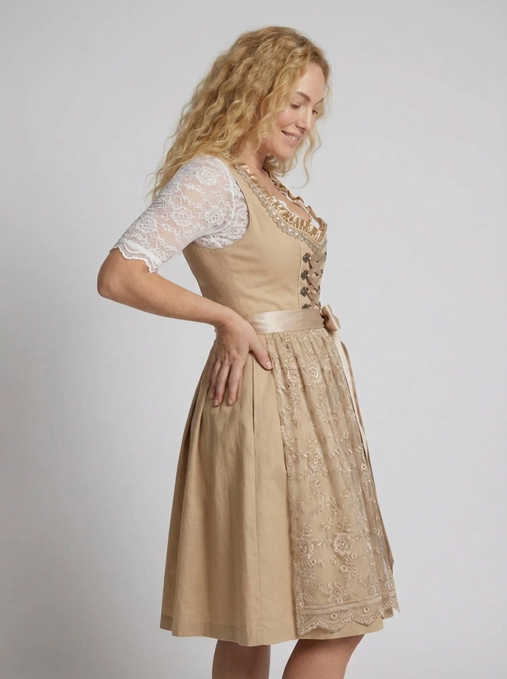 Dirndl-jurk voor dames met veters en geborduurde schort - Griekenland