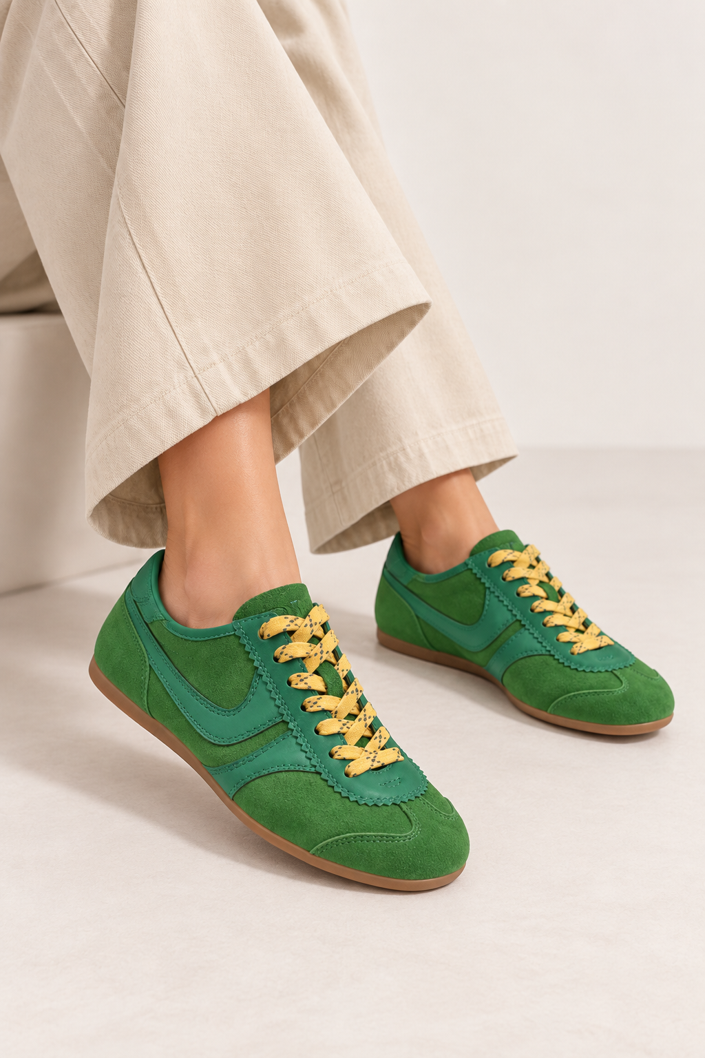 Damessneakers barefoot retro met gecombineerde panelen - Alinda