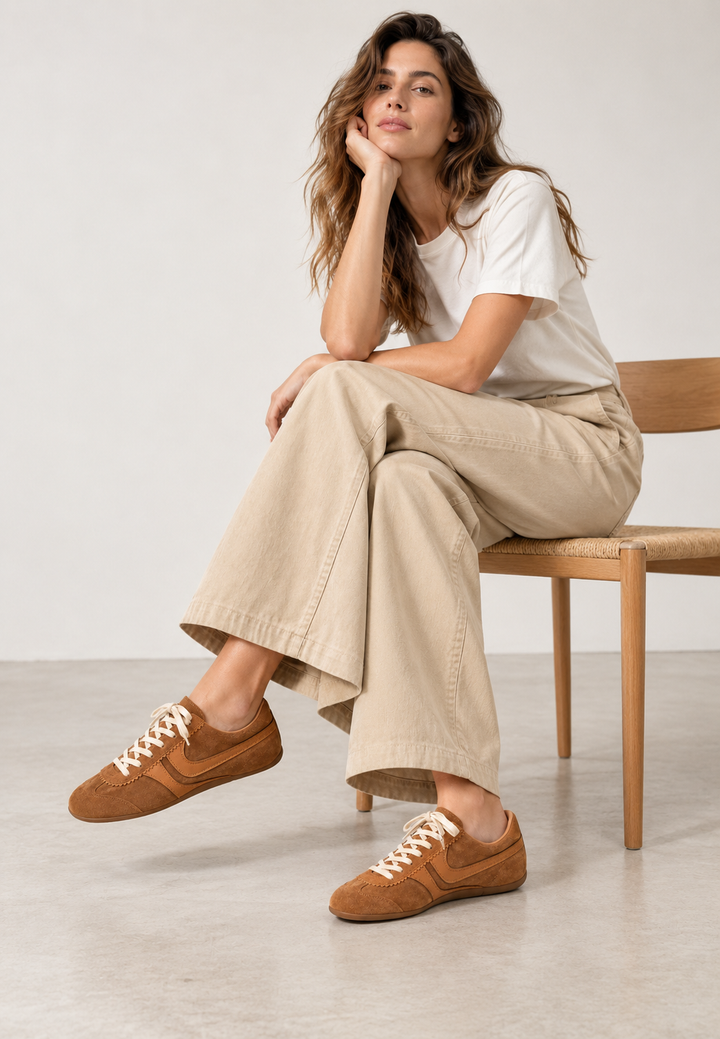 Damessneakers barefoot retro met gecombineerde panelen - Alinda