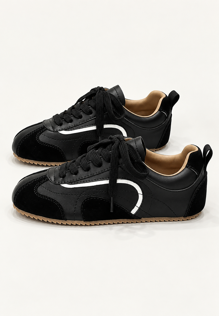 Damessneakers retro in suèdelook met contrastpanelen - Tavia