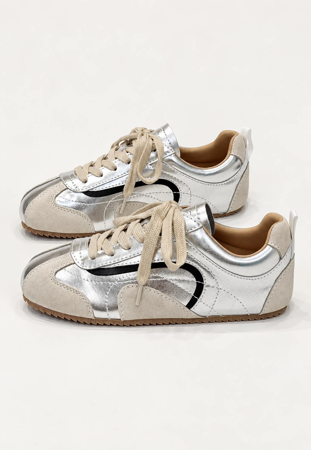 Damessneakers retro in suèdelook met contrastpanelen - Tavia