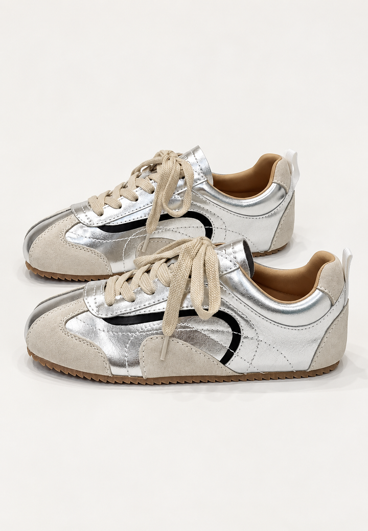 Damessneakers retro in suèdelook met contrastpanelen - Tavia