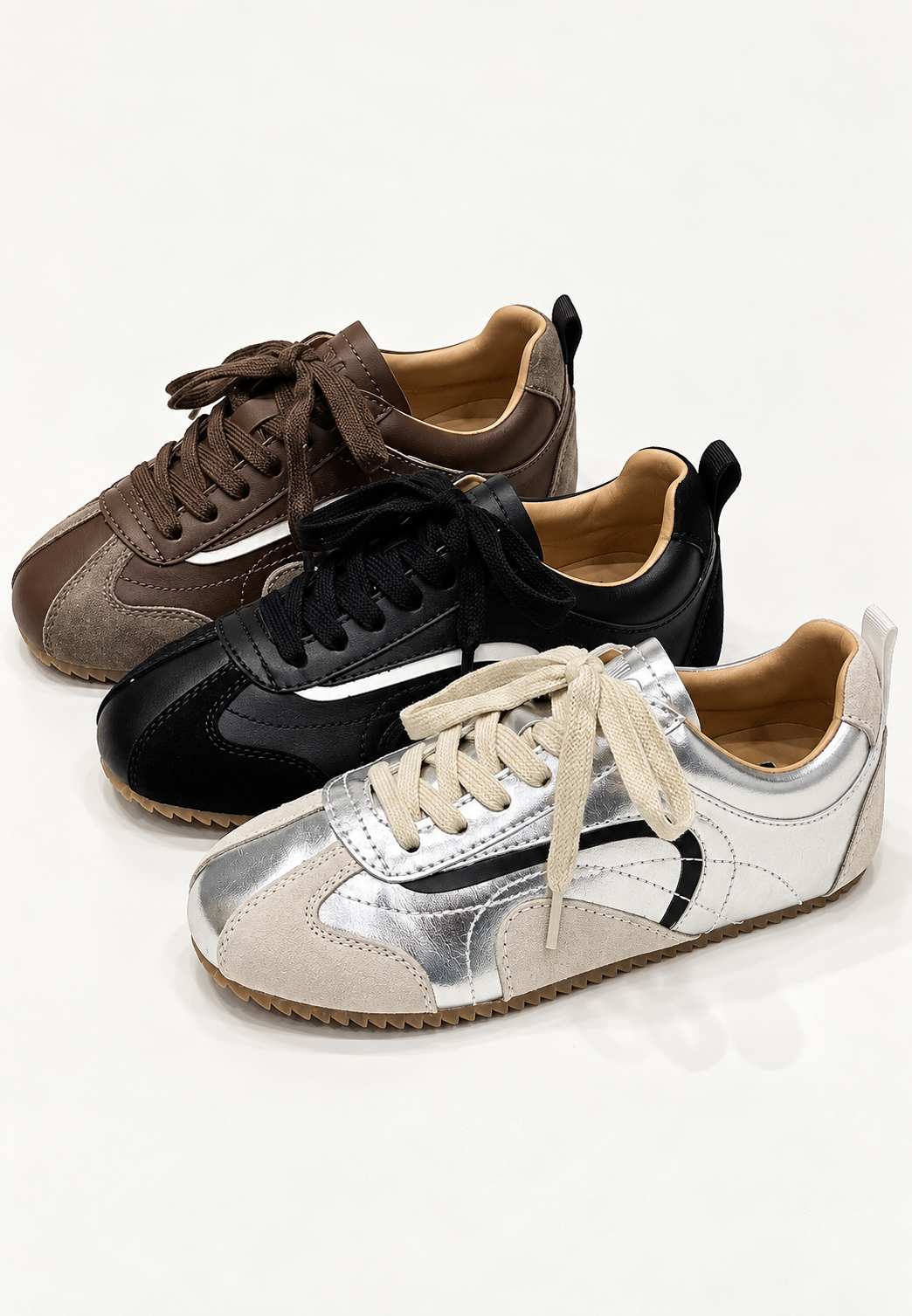Damessneakers retro in suèdelook met contrastpanelen - Tavia